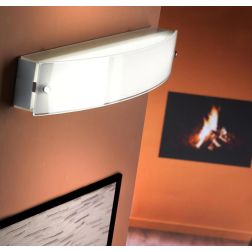 RETTANGOLARE LAMPADA DA PARETE IN VETRO BIANCO SATINATO CON LED 12W LUCE 4000K CRISTALENSI LIGHT - Cristalensi Shop Online