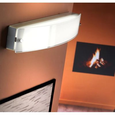 RETTANGOLARE LAMPADA DA PARETE IN VETRO BIANCO SATINATO CON LED 12W LUCE 4000K CRISTALENSI LIGHT - Cristalensi Shop Online