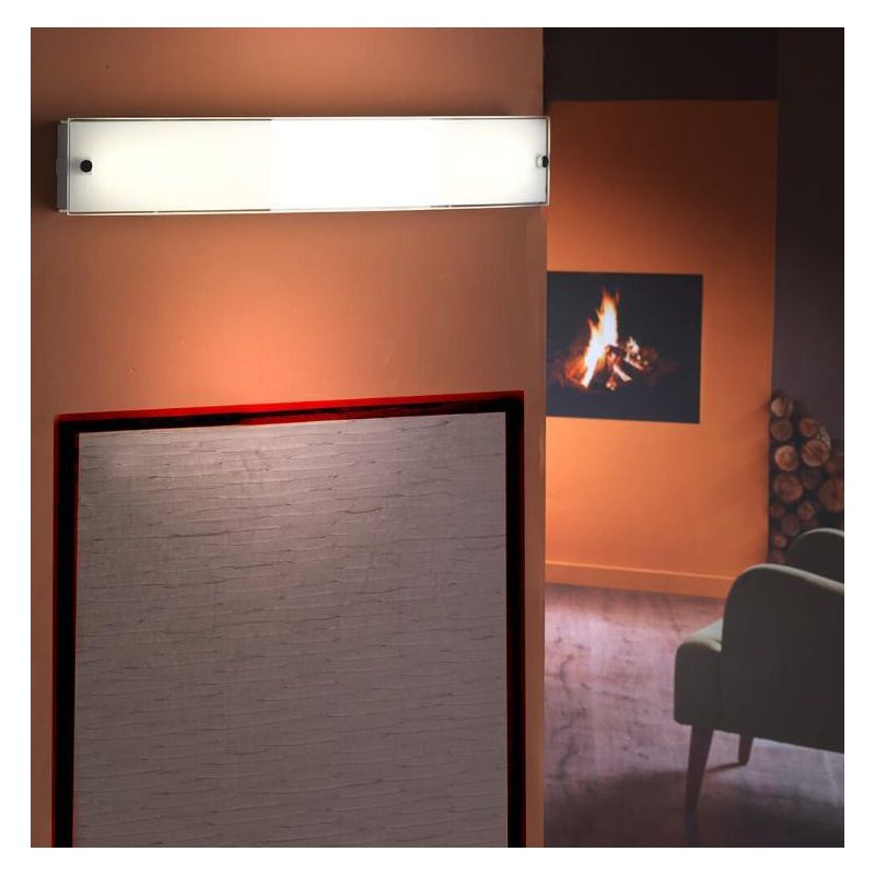 RETTANGOLARE LAMPADA DA PARETE IN VETRO BIANCO SATINATO CON LED 12W LUCE 4000K CRISTALENSI LIGHT - Cristalensi Shop Online