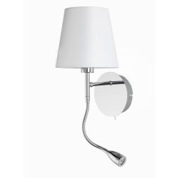 BED APPLIQUE CROMO CON PARALUME IN TESSUTO BIANCO E BRACCIO FLESSIBILE CON LUCE DA LETTURA CRISTALENSI LIGHT - Cristalensi Shop 2