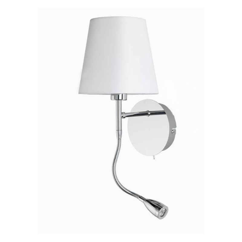 BED APPLIQUE CROMO CON PARALUME IN TESSUTO BIANCO E BRACCIO FLESSIBILE CON LUCE DA LETTURA CRISTALENSI LIGHT - Cristalensi Shop