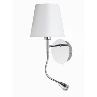 BED APPLIQUE CROMO CON PARALUME IN TESSUTO BIANCO E BRACCIO FLESSIBILE CON LUCE DA LETTURA CRISTALENSI LIGHT - Cristalensi Shop