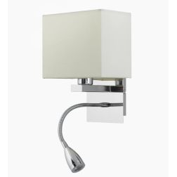 BED APPLIQUE QUADRATA CROMO PARALUME IN TESSUTO AVORIO E BRACCIO FLESSIBILE CON LUCE DA LETTURA CRISTALENSI LIGHT - Cristalensi 2