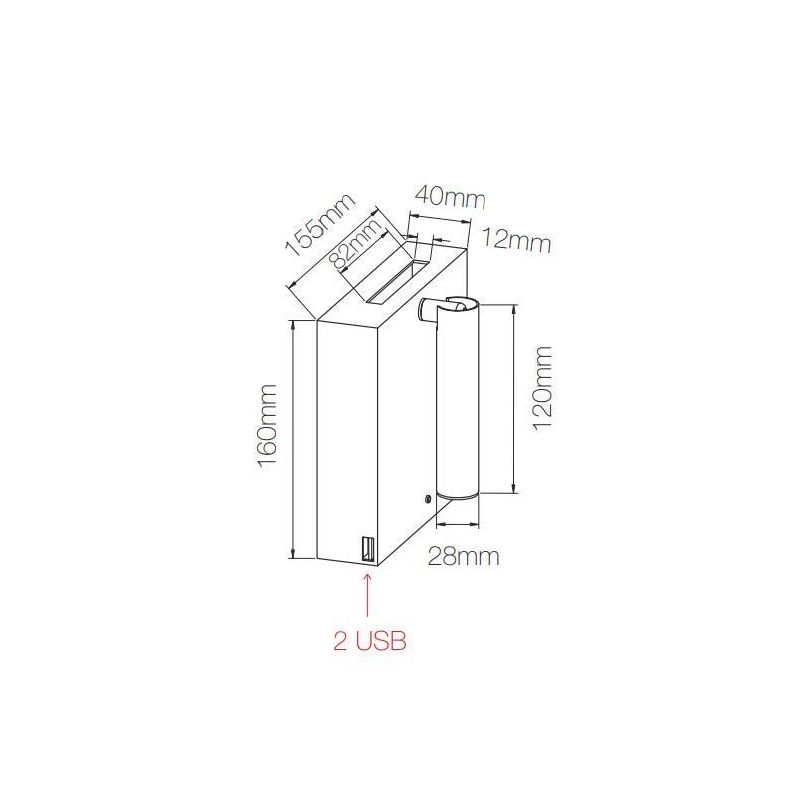 SWEET APPLIQUE BIANCA O NERA CON LUCE A LED DA 4W E CON CARICATORE A INDUZIONE E 2 PORTE USB BENEITO FAURE - Cristalensi Shop On
