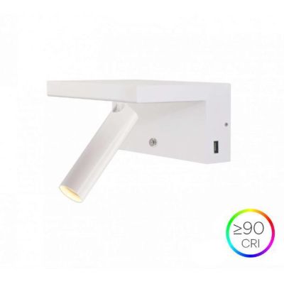 BEAM APPLIQUE BIANCA O NERA CON LUCE A LED DA 5W CON 2 PORTE USB E LUCE ORIENTABILE BENEITO FAURE - Cristalensi Shop Online
