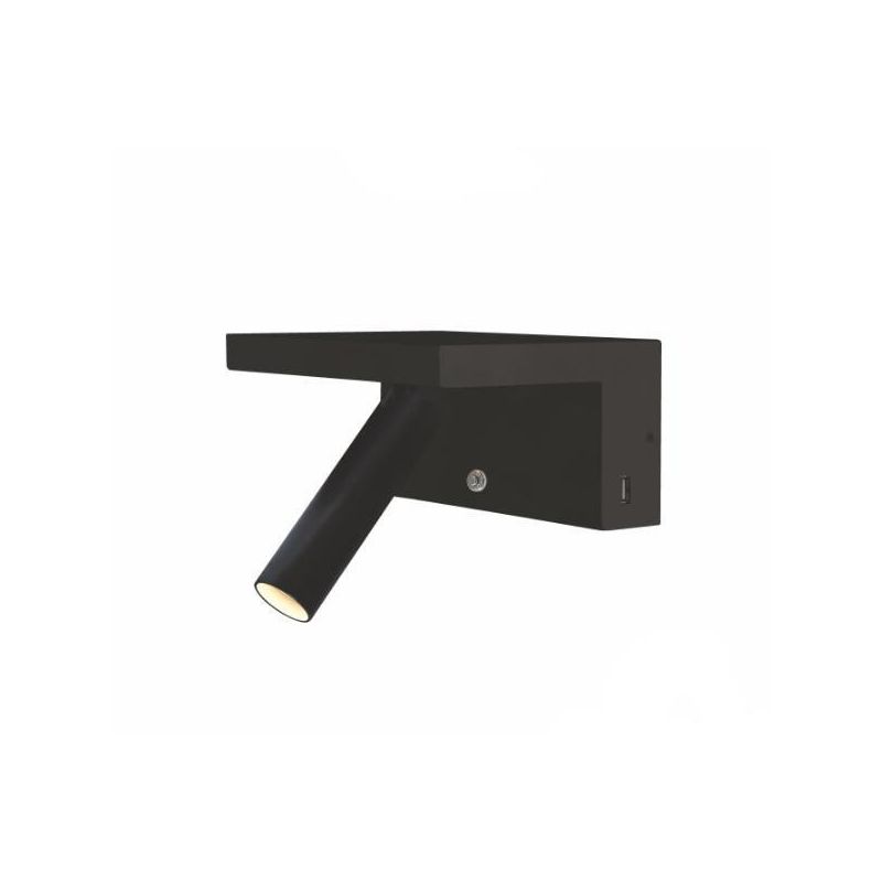 BEAM APPLIQUE BIANCA O NERA CON LUCE A LED DA 5W CON 2 PORTE USB E LUCE ORIENTABILE BENEITO FAURE - Cristalensi Shop Online