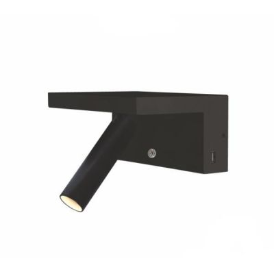 BEAM APPLIQUE BIANCA O NERA CON LUCE A LED DA 5W CON 2 PORTE USB E LUCE ORIENTABILE BENEITO FAURE - Cristalensi Shop Online