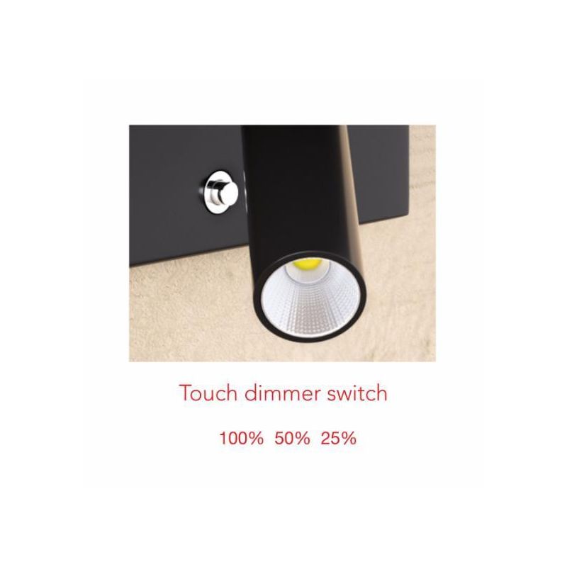 BEAM APPLIQUE BIANCA O NERA CON LUCE A LED DA 5W CON 2 PORTE USB E LUCE ORIENTABILE BENEITO FAURE - Cristalensi Shop Online