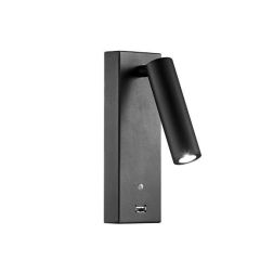 PURE PICCOLA APPLIQUE BIANCA O NERA CON LUCE A LED DA 4W CON PORTA USB E LUCE ORIENTABILE BENEITO FAURE - Cristalensi Shop Onlin