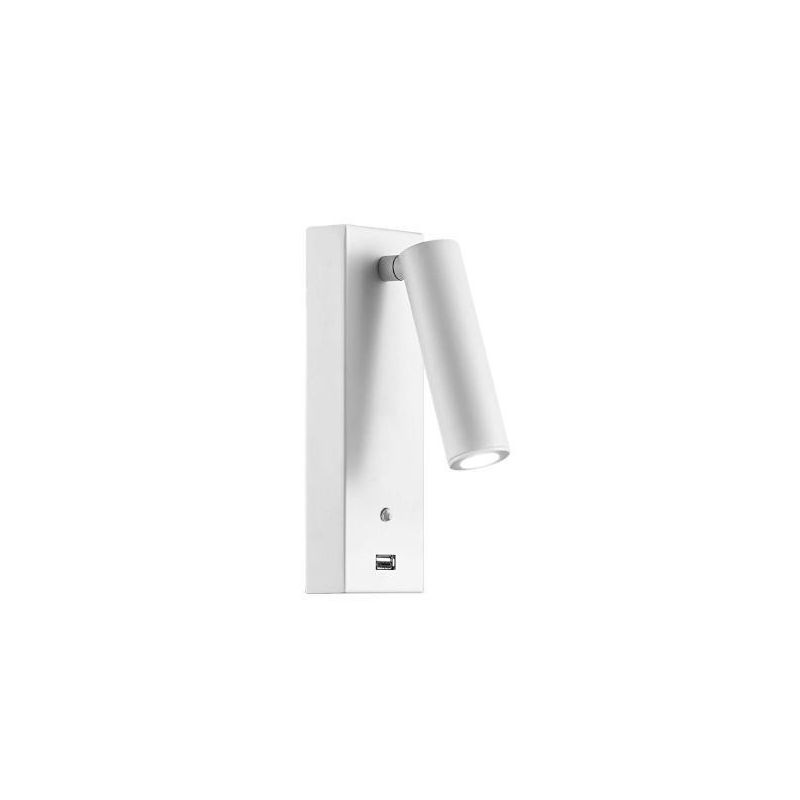 PURE PICCOLA APPLIQUE BIANCA O NERA CON LUCE A LED DA 4W CON PORTA USB E LUCE ORIENTABILE BENEITO FAURE - Cristalensi Shop Onlin