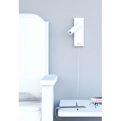 PURE PICCOLA APPLIQUE BIANCA O NERA CON LUCE A LED DA 4W CON PORTA USB E LUCE ORIENTABILE BENEITO FAURE - Cristalensi Shop Onlin