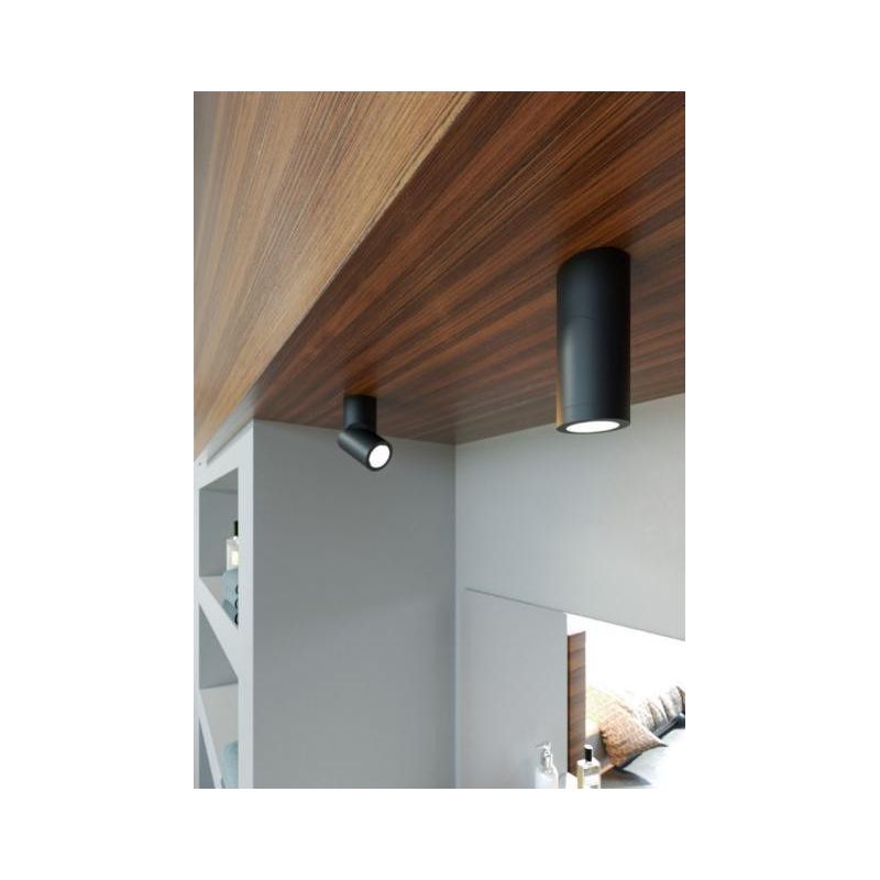PLUS PLAFONIERA CILINDRICA CON PROIETTORE A LED 8W BIANCO O NERO DIREZIONABILE BENEITO FAURE - Cristalensi Shop Online