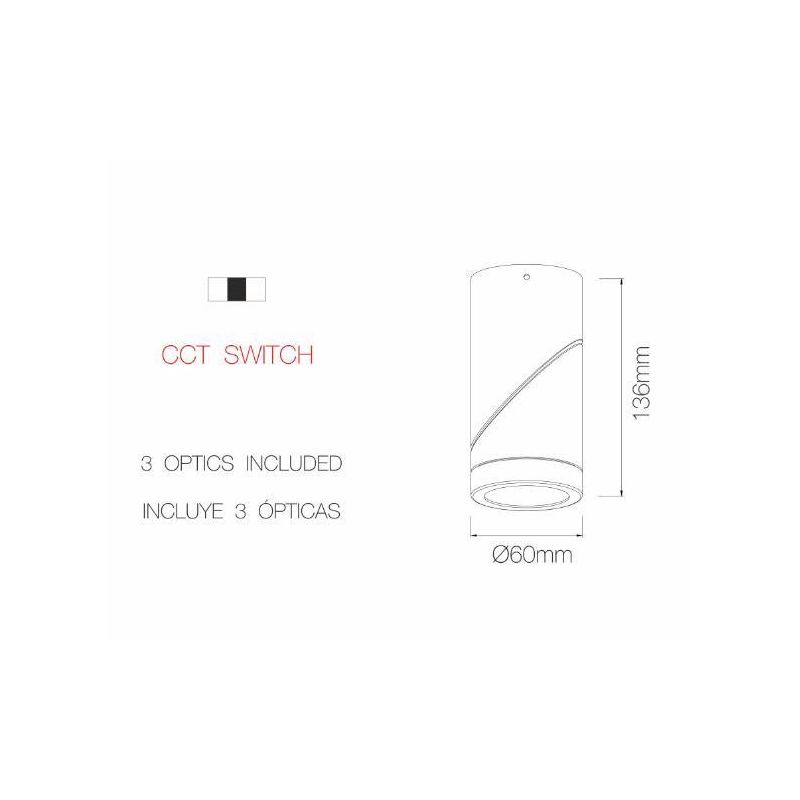 PLUS PLAFONIERA CILINDRICA CON PROIETTORE A LED 8W BIANCO O NERO DIREZIONABILE BENEITO FAURE - Cristalensi Shop Online