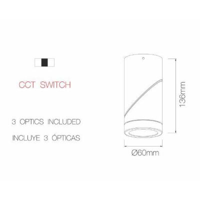 PLUS PLAFONIERA CILINDRICA CON PROIETTORE A LED 8W BIANCO O NERO DIREZIONABILE BENEITO FAURE - Cristalensi Shop Online