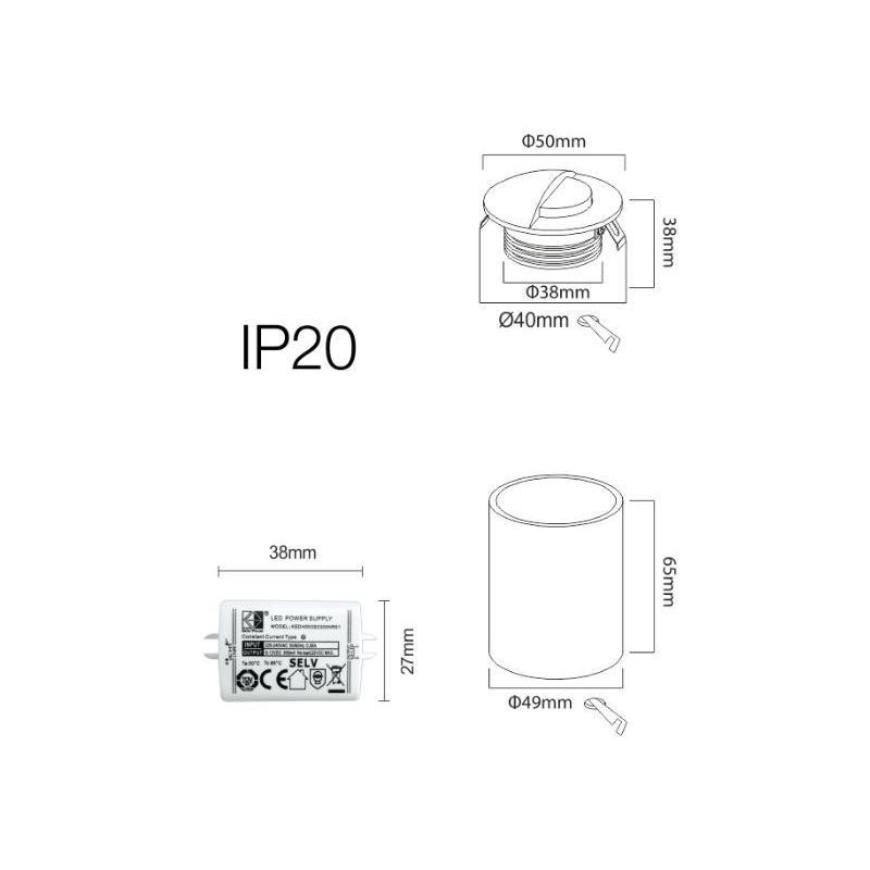 ILO SEGNAPASSO DA INTERNI ROTONDO CON PALPEBRA BIANCO O NERO LED 2W LUCE 3000K DIAMETRO CM 5 BENEITO FAURE - Cristalensi Shop On