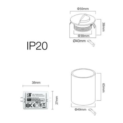 ILO SEGNAPASSO DA INTERNI ROTONDO CON PALPEBRA BIANCO O NERO LED 2W LUCE 3000K DIAMETRO CM 5 BENEITO FAURE - Cristalensi Shop On