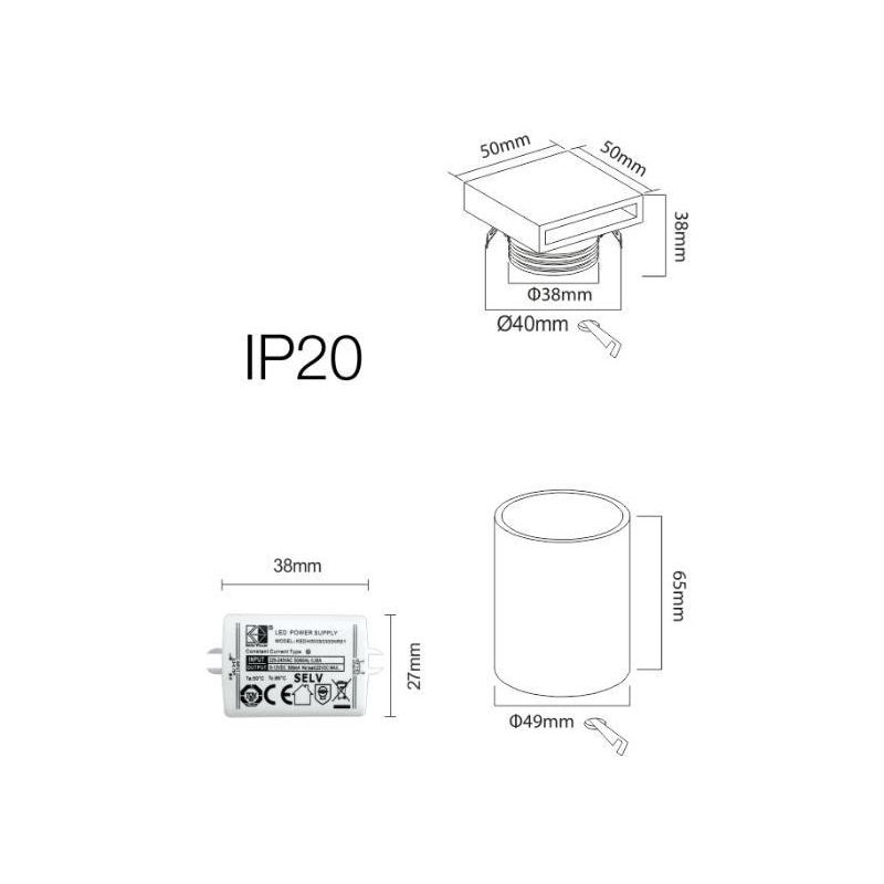 STEPS SEGNAPASSO DA INTERNI QUADRATO COLORI BIANCO O NERO LED 4W LUCE 3000K CM 5X5 BENEITO FAURE - Cristalensi Shop Online