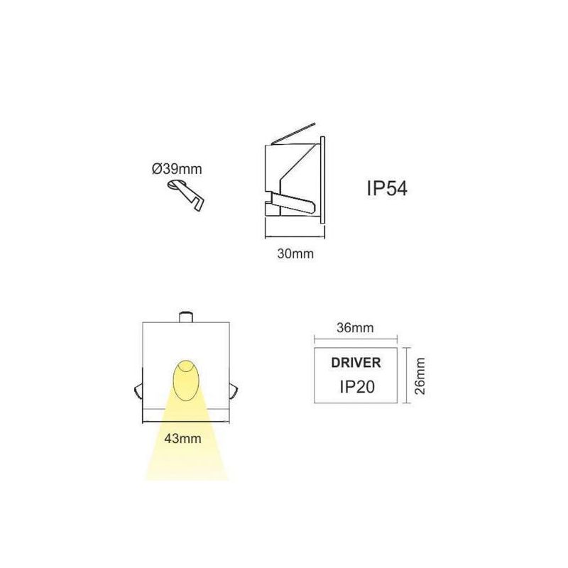 LUKY SEGNAPASSO QUADRATO MODERNO IP54 BIANCO O NERO LED 2W CON LUCE 3200K O 4000K BENEITO FAURE - Cristalensi Shop Online