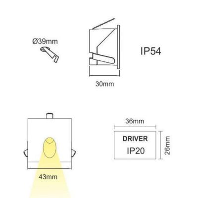 LUKY SEGNAPASSO QUADRATO MODERNO IP54 BIANCO O NERO LED 2W CON LUCE 3200K O 4000K BENEITO FAURE - Cristalensi Shop Online