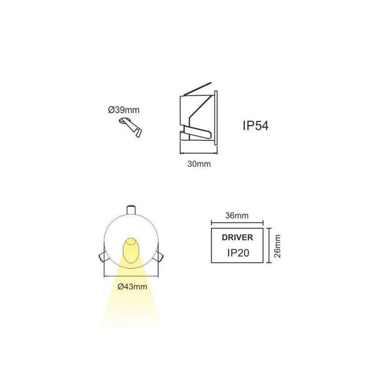 POLO SEGNAPASSO ROTONDO MODERNO IP54 BIANCO O NERO LED 2W CON LUCE 3200K O 4000K BENEITO FAURE - Cristalensi Shop Online
