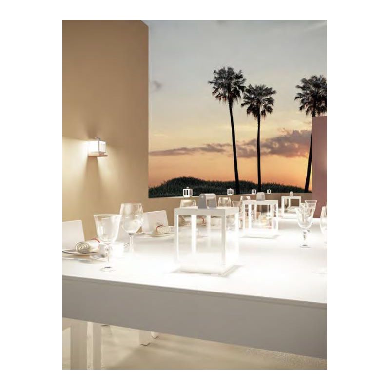 VISOR LAMPADA DA TAVOLO DECORATIVA IP65 BIANCA O CORTEN CON BATTERIA RICARICABILE LED 5W LUCE 3000K BENEITO FAURE - Cristalensi 