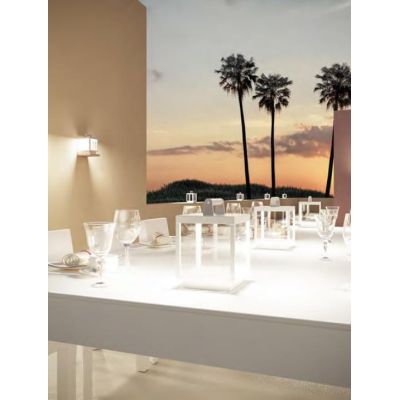 VISOR LAMPADA DA TAVOLO DECORATIVA IP65 BIANCA O CORTEN CON BATTERIA RICARICABILE LED 5W LUCE 3000K BENEITO FAURE - Cristalensi 
