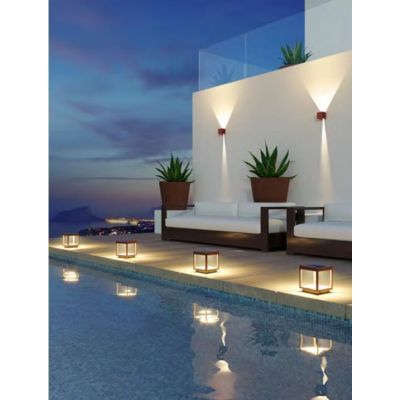 VISOR SOLAR LAMPADA DA TAVOLO IP65 BIANCA NERA O CORTEN CON PANNELLO SOLARE RICARICABILE LED 3,5W BENEITO FAURE - Cristalensi Sh