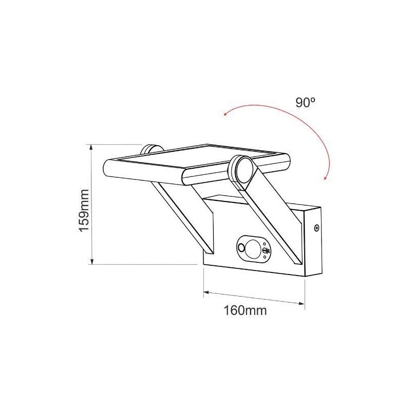 PROA LAMPADA ORIENTABILE CON PANNELLO SOLARE E SENSORE PIR IP54 BIANCA O NERA LED 1,6W LUCE 4000K BENEITO FAURE - Cristalensi Sh