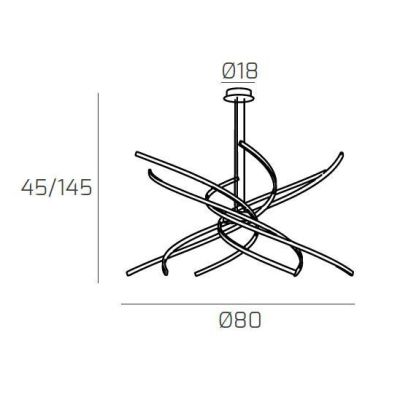 TORNADO LAMPADARIO MODERNO CON LED 69W LUCE 3000K O 4000K DIAMETRO CM 80 4 COLORI Top Light Illuminazione - Cristalensi Shop Onl