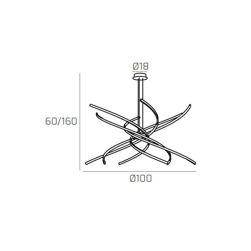 TORNADO LAMPADARIO MODERNO 4 COLORI LED 88W LUCE 3000K O 4000K DIAMETRO CM 100 Top Light Illuminazione - Cristalensi Shop Online