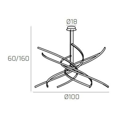 TORNADO LAMPADARIO MODERNO 4 COLORI LED 88W LUCE 3000K O 4000K DIAMETRO CM 100 Top Light Illuminazione - Cristalensi Shop Online