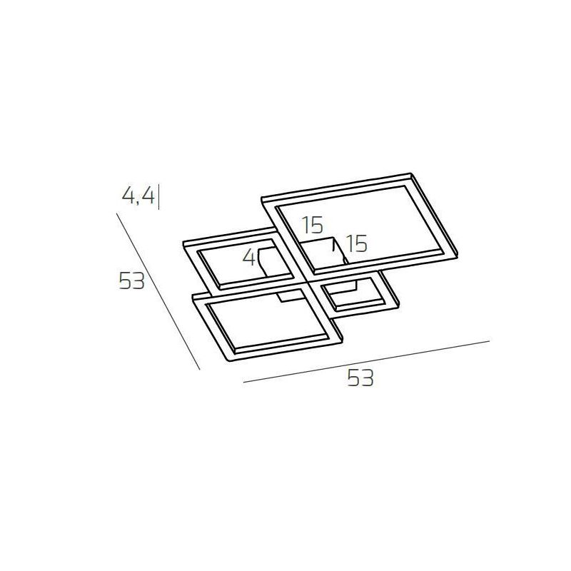FOUR SQUARES PLAFONIERA LED 69W LUCE 3000K-4000K MODERNA METALLO 4 COLORI Top Light Illuminazione - Cristalensi Shop Online