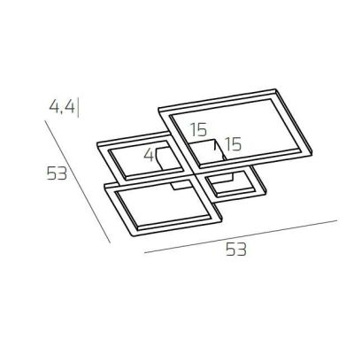 FOUR SQUARES PLAFONIERA LED 69W LUCE 3000K-4000K MODERNA METALLO 4 COLORI Top Light Illuminazione - Cristalensi Shop Online