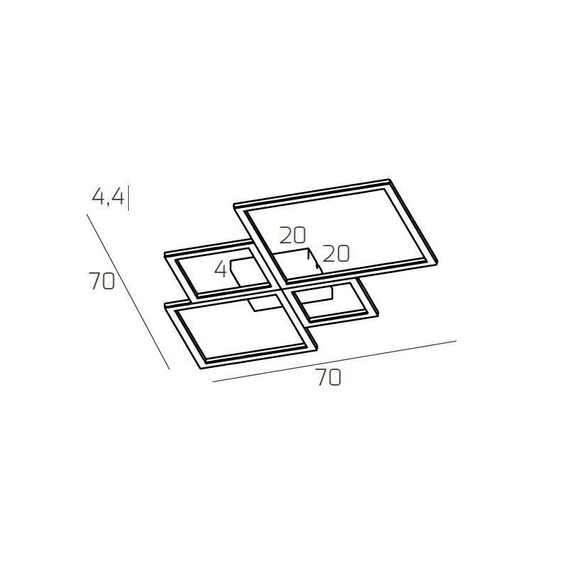 FOUR SQUARES PLAFONIERA LED 88W LUCE 3000K-4000K MODERNA METALLO 4 COLORI Top Light Illuminazione - Cristalensi Shop Online