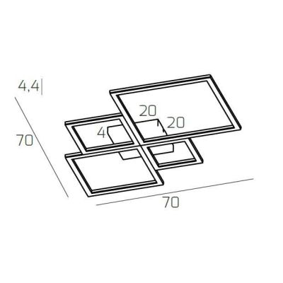 FOUR SQUARES PLAFONIERA LED 88W LUCE 3000K-4000K MODERNA METALLO 4 COLORI Top Light Illuminazione - Cristalensi Shop Online