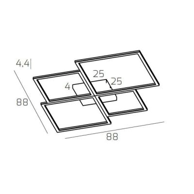 FOUR SQUARES PLAFONIERA LED 119W LUCE 3000K-4000K MODERNA METALLO 4 COLORI Top Light Illuminazione - Cristalensi Shop Online