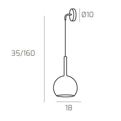 FUTURE APPLIQUE DA PARETE IN METALLO CROMATO O BIANCO CON SFERA 18CM IN VETRO CON 5 FINITURE COLORE Top Light Illuminazione - Cr