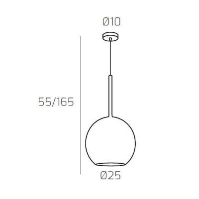 FUTURE SOSPENSIONE SINGOLA IN METALLO CROMO O BIANCO CON SFERA 25CM IN VETRO CON 5 FINITURE COLORE Top Light Illuminazione - Cri