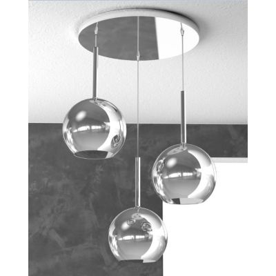 FUTURE SOSPENSIONE IN METALLO CROMATO CON 3 SFERE DI 20CM IN VETRO DISPONIBILE IN 5 COLORI Top Light Illuminazione - Cristalensi
