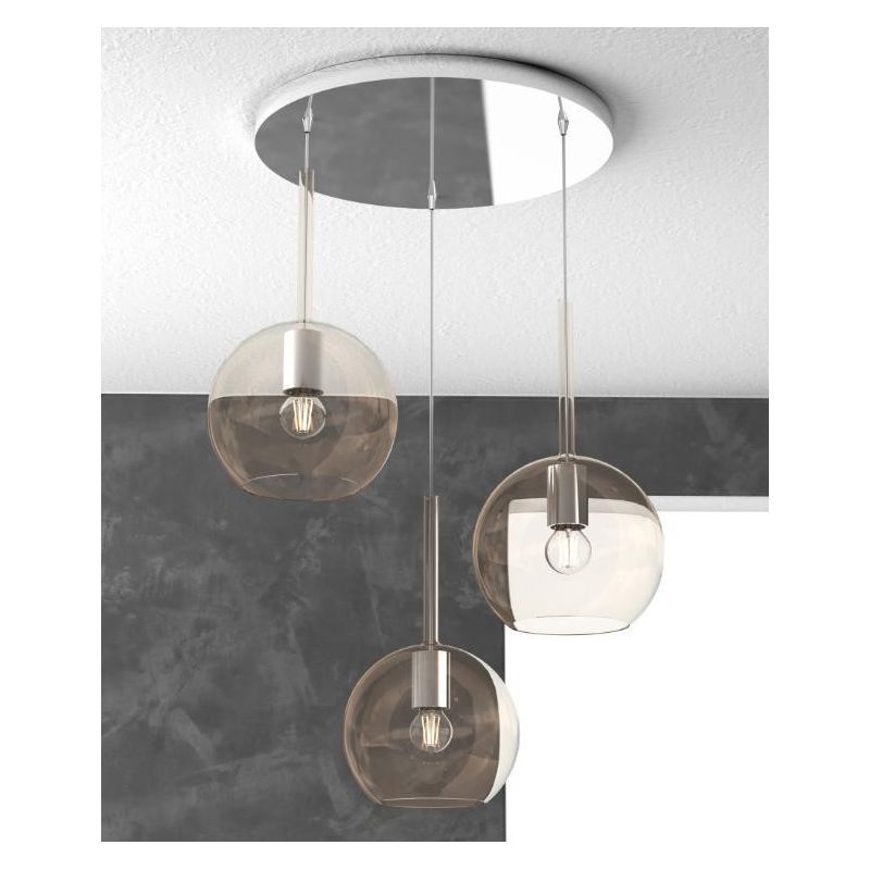 FUTURE SOSPENSIONE IN METALLO CROMATO CON 3 SFERE DI 20CM IN VETRO DISPONIBILE IN 5 COLORI Top Light Illuminazione - Cristalensi