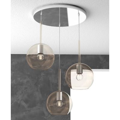 FUTURE SOSPENSIONE IN METALLO CROMATO CON 3 SFERE DI 20CM IN VETRO DISPONIBILE IN 5 COLORI Top Light Illuminazione - Cristalensi