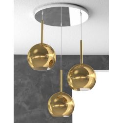 FUTURE SOSPENSIONE IN METALLO CROMATO CON 3 SFERE DI 20CM IN VETRO DISPONIBILE IN 5 COLORI Top Light Illuminazione - Cristalensi 2