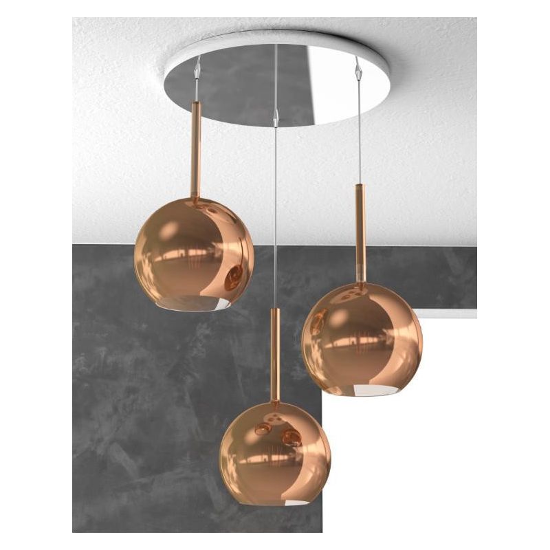 FUTURE SOSPENSIONE IN METALLO CROMATO CON 3 SFERE DI 20CM IN VETRO DISPONIBILE IN 5 COLORI Top Light Illuminazione - Cristalensi