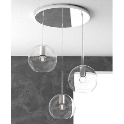 FUTURE SOSPENSIONE IN METALLO CROMATO CON 3 SFERE DI 20CM IN VETRO DISPONIBILE IN 5 COLORI Top Light Illuminazione - Cristalensi