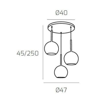 FUTURE SOSPENSIONE IN METALLO CROMATO CON 3 SFERE DI 20CM IN VETRO DISPONIBILE IN 5 COLORI Top Light Illuminazione - Cristalensi
