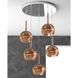 FUTURE SOSPENSIONE IN METALLO CROMATO CON 5 SFERE DI 15CM IN VETRO DISPONIBILE IN 5 COLORI Top Light Illuminazione - Cristalensi