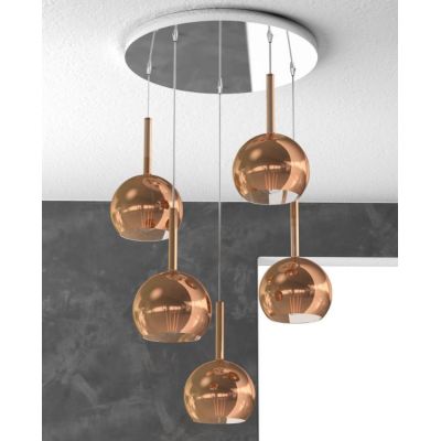 FUTURE SOSPENSIONE IN METALLO CROMATO CON 5 SFERE DI 15CM IN VETRO DISPONIBILE IN 5 COLORI Top Light Illuminazione - Cristalensi