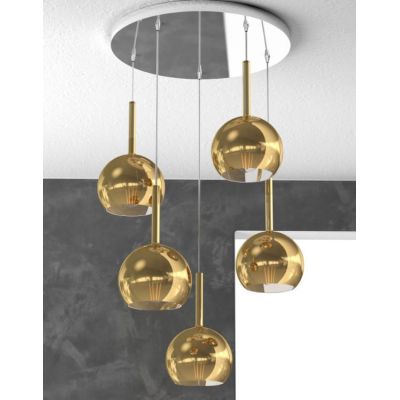 FUTURE SOSPENSIONE IN METALLO CROMATO CON 5 SFERE DI 15CM IN VETRO DISPONIBILE IN 5 COLORI Top Light Illuminazione - Cristalensi