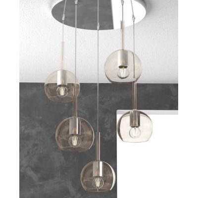 FUTURE SOSPENSIONE IN METALLO CROMATO CON 5 SFERE DI 15CM IN VETRO DISPONIBILE IN 5 COLORI Top Light Illuminazione - Cristalensi