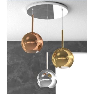 FUTURE SOSPENSIONE IN METALLO CROMATO CON 3 SFERE DI 15CM IN VETRO IN COLORI MISTI Top Light Illuminazione - Cristalensi Shop On
